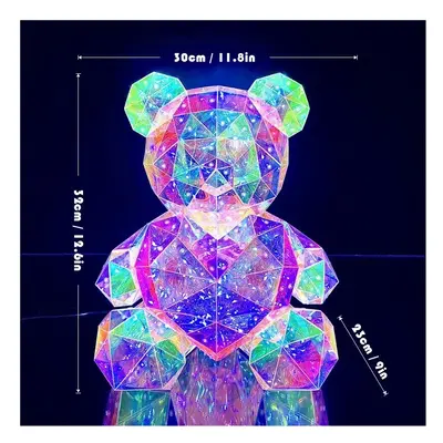 (Style B) 30CM Light Up Teddy Bear Romantic Surprise Bear Lamp Colorful Red Heart Bear