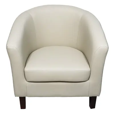 (Cream) Faux Leather Tub Chair In Black Brown Cream or Red