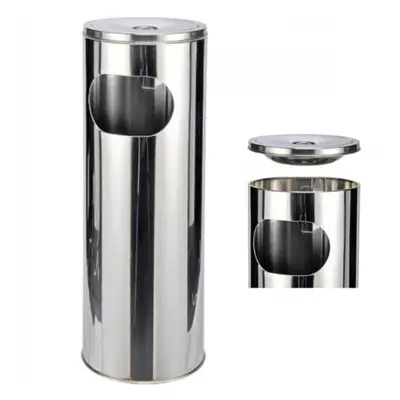 HI Stand Ashtray and Bin Silver Outdoor Dustbin Trash Storage Garbage Can