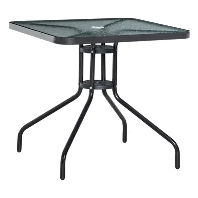 Outsunny Square Patio Table, Tempered Glass Top Garden Dining Table