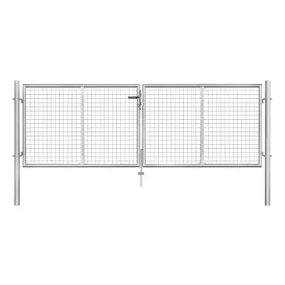 vidaXL Garden Gate Galvanised Steel 306x125cm Silver Outdoor Entrance Door