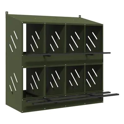 (olive green, 106,5 x x 109,5 cm) vidaXL Chicken Nesting Box with Compartments Olive Green Metal