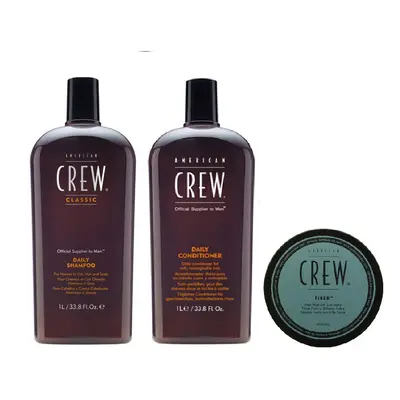 American Crew Daily Moisturizing Shampoo 1000ml, Conditioner 1000ml and Forming Cream 50g