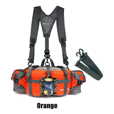 (Orange) Outdoor Sports Waist Bag Water Cycl Backpack Hike Mountain Bottle Waterproof Nylon Camp