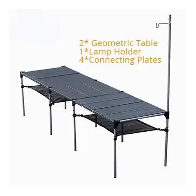 (Two table sets) Outdoor Camping Desk Aluminum Alloy Folding Table Portable Picnic Fishing Beer 