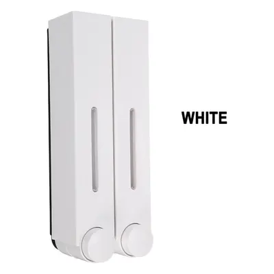 (White, Double cups) Bathroom Liquid Soap Dispenser Wall Mounted For Kitchen Plastic 350ml Showe