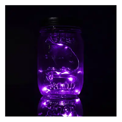 (Purple) Christmas light Solar Power Hanging Glass Jar Lamp LED Beads Garden Courtyard Landscape