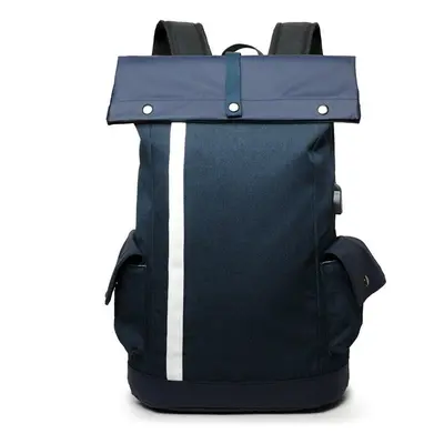 (Blue) Laptop Bag Multifunction Backpack with USB Charging Port School Bag Travel Bag Nylon Wate