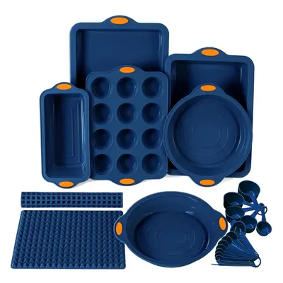 (8 Pieces, Navy Blue) Silicone Molds - Silicone Baking Mats, Non-stick Cookie Sheets, Cake Muffi