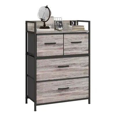 HOMCOM Bedroom Chest of Drawers Drawer Dresser w/ Shelf, Grey Wood Effect