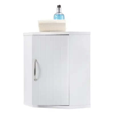 Salcombe White Wooden Bathroom Corner Cabinet, Wall-mounted Storage Cupboard