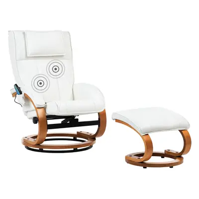 Massage Chair MAJESTIC with Footstool Faux Leather White