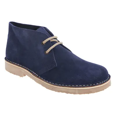 (4 UK, Navy) Roamers Womens/Ladies Real Suede Round Toe Unlined Desert Boots