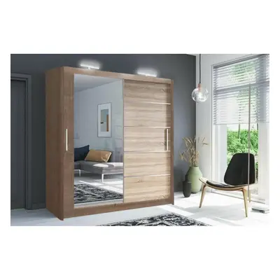 (Oak/Sonoma, 203cm) Lyon Sliding Mirror Wardrobe in size and color