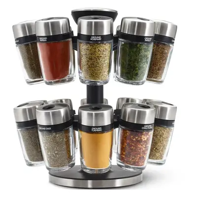 Cole & Mason Premium Jar Filled Herb and Spice Carousel, Stainless Steel and Glass, cm