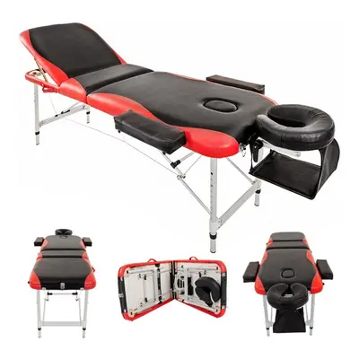 (Red) Portable Folded Massage Table Aluminium Couch Bed