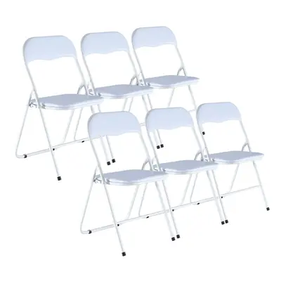 (White PVC) Pc Folding Lightweight Chair Set Metal Frame