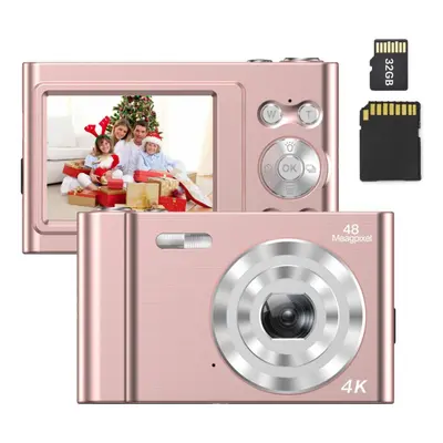 (pink) Andoer 4k Digital Camera Video Camcorder 48mp 2.4 Inch Ips Screen Auto Focus 16x Digital 