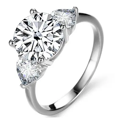 (white, 5.5) Bagueringen Luxury Wedding Sterling Silver Ring Carat D-color Moissanite Diamond Je