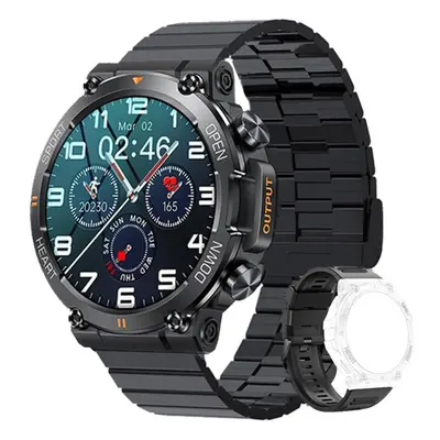 (black, Silicone + steel belt) New 1.39 Inch Men&apos;s Bluetooth Call Smart Watch Sports Fitnes