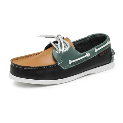 (black,green, 39) Men&apos;s 2-eye Boat Shoe Penny Loafers Casual Driving Walking Moccasin