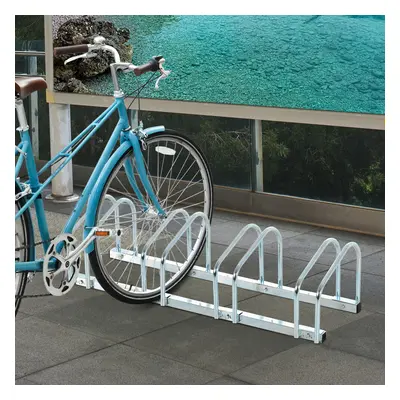 HOMCOM Bike Parking Rack Bicycle Locking Storage Stand for Cycling Silver