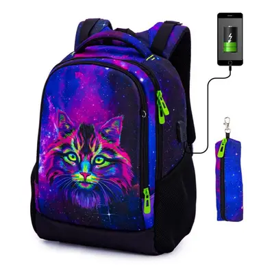 (purple, 40cm*30cm*17cm) Children Orthopedic School Bag With Usb Charging Port Multifunctional B