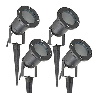 4 Pack Outdoor Garden Spike Lights Ground Mount or Watt IP65 Matt Black SPBLK04