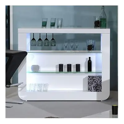 Fiesta High Gloss Bar Table Unit In White With LED Lighting