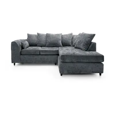 (Right Hand Corner) Monaco Grey Crushed Chenille Sofa Sets