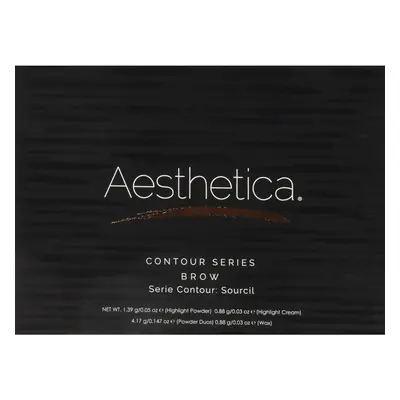 Aesthetica Cosmetics Brow Contour Kit - 15-Piece Contouring Eyebrow Makeup Palette - Includes Po