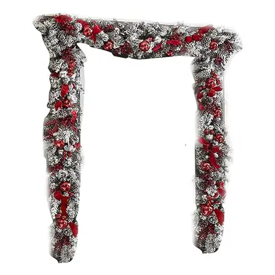 (1.5 Long Garland) Front Door Christmas Wreath Red White Holiday Trim Exterior Outdoor Home Deco