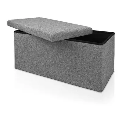 (Grey, Triple) Hampton&Stewart Folding Ottoman Storage Box Stool