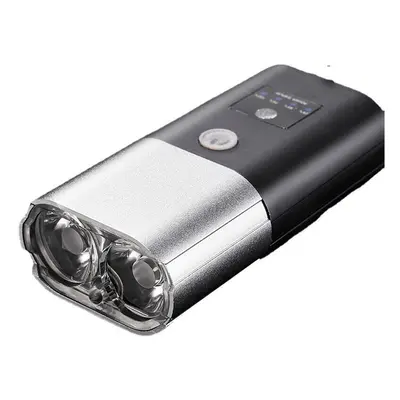 (Silver) 4000mAh Dual T6 Beads 3-in-1 Bike Headlight Rechargeable Horn Light Portable Waterproof