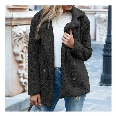 (M, BK) S-5xl Solid Color Women Winter Spring Loose Warm Coat High Quality Ted