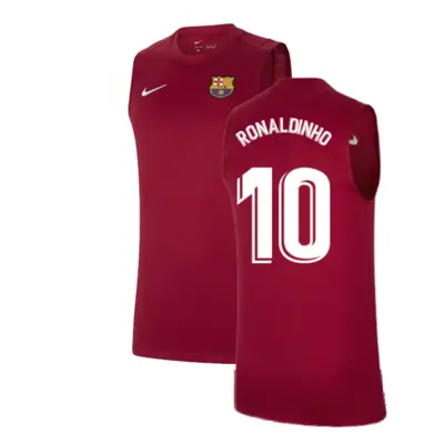 (XXL) Barcelona Sleeveless Top (Red) (RONALDINHO 10)