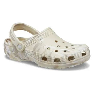 (White, (Adults')) Crocs Classic Marbled Thermoplastic Bone/Multi Clogs