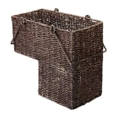 14 in. Wicker Stair Case Basket with Handles - Brown