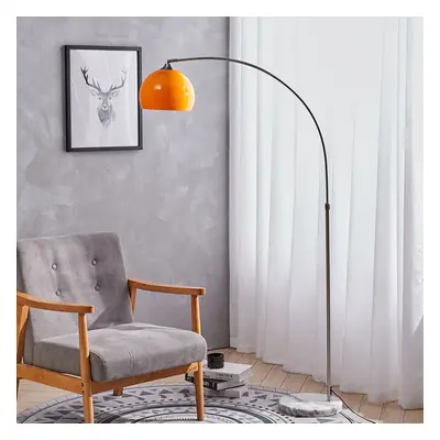 (Orange, 145-220cm) Modern Arched Floor Lamp Reading Light Marble Base