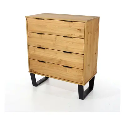 (Pine) Home Source Vigo Drawer Solid Pine Industrial Chest Storage Unit