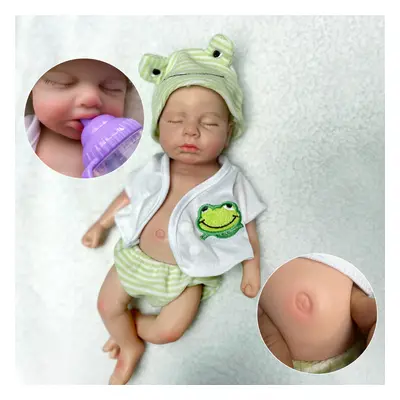 (Silicone Boy) Loulou Can Open mouth Reborn Doll Baby Full Body Soft Silicone Bebe Doll