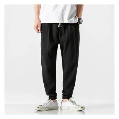 MRGB Cotton Linen Men Harem Pants Oversized Basic Solid Man Summer Pants Casual Male Summer Elas