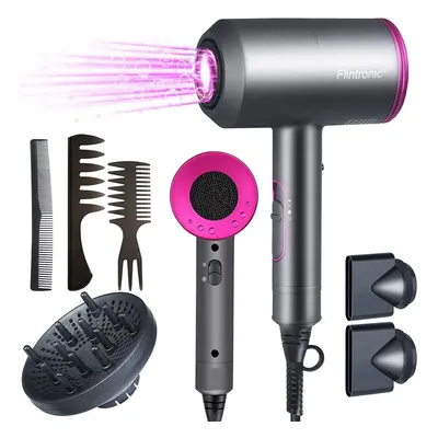 Powerful ionic hair dryer with diffuser and concentrator with speeds and heat settings for fast 