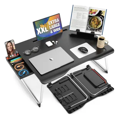 (26x19in Mega Table Plus, Black Onyx) Laptop Lap Desk & Book Stand | Multifunctional Foldable La