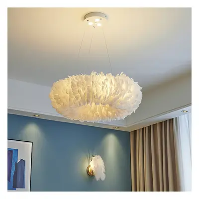 50CM Modern White Fluffy Feather Pendant Light