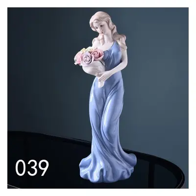 (as the picture, 039) Ceramic Goddess Girls Lady Figurines Wedding Handicraft Desk Ornament Godd