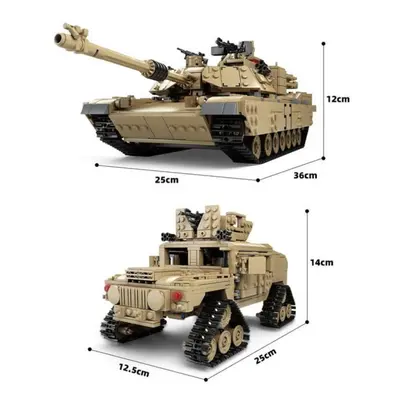 (auburn) 1463pcs Military M1a2 Tank Building Blocks Ww2 Fighting Vehicle Main Battle Tanks Model