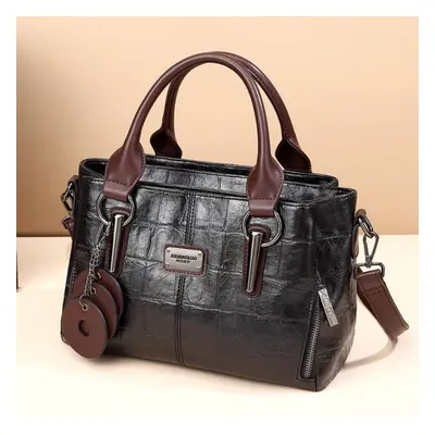 (black, 12cm*20cm*28cm) Ladies Shoulder Bag Retro Portable Slung Large Capacity Multi-compartmen