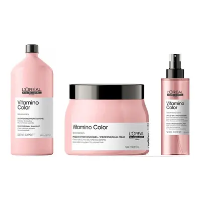 L'Oreal Serie Expert Vitamino Color - Shampoo 1500ml - Mask 500ml - Leave In Treatment 190ml