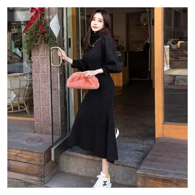 (black, One Size) Autumn Winter New Korean Style Long Sleeve Women&apos;s Fashion Turtleneck War